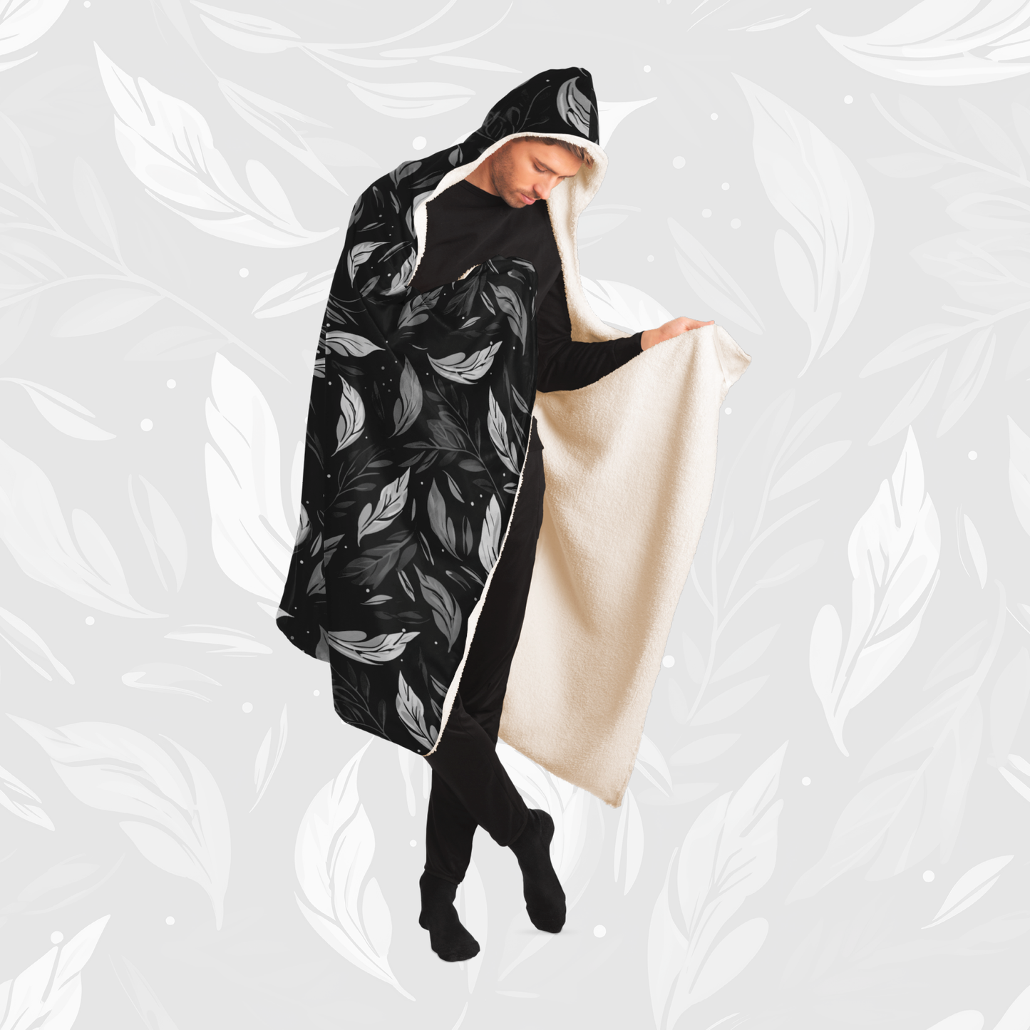 Hooded Blanket (Leafy Cascade - Black)