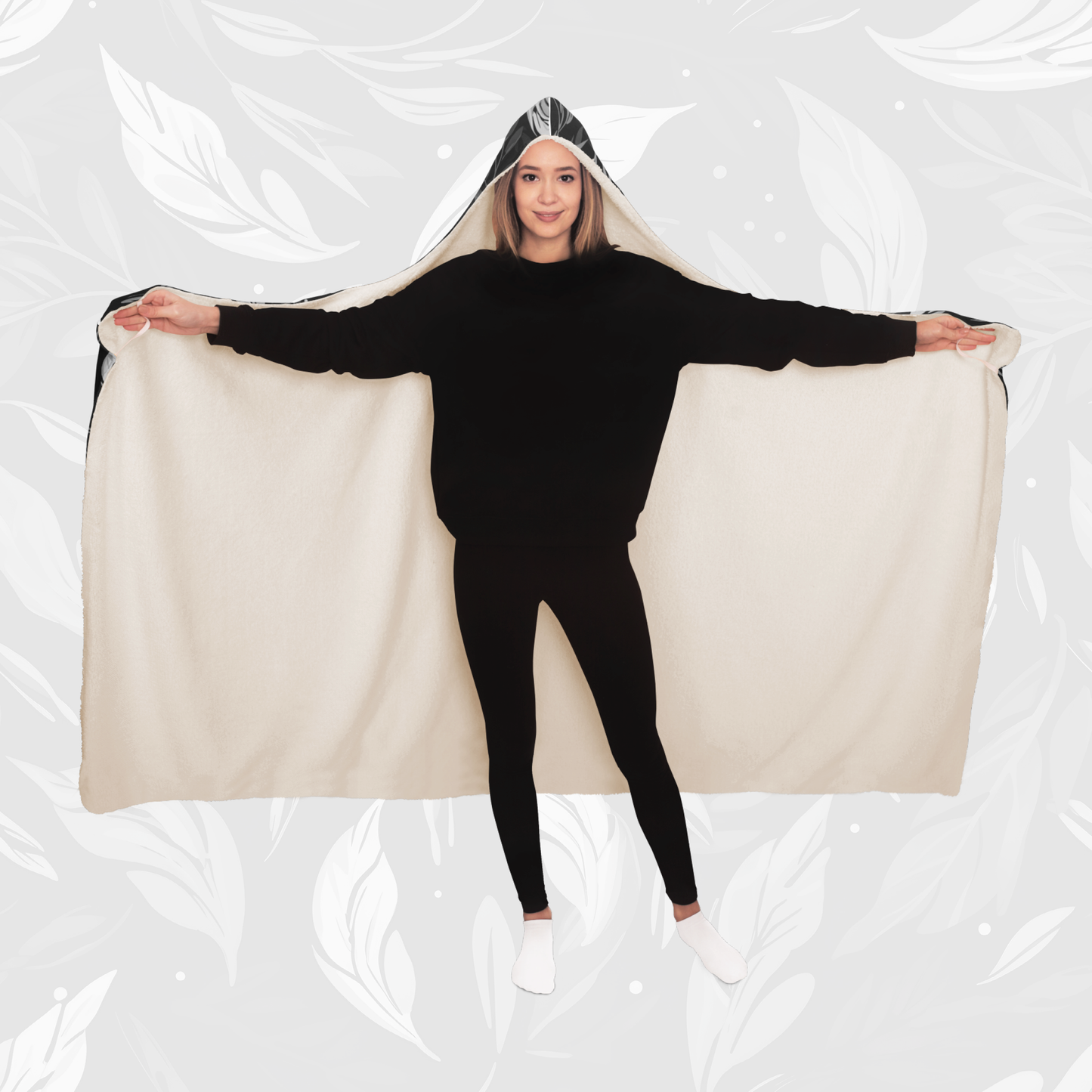 Hooded Blanket (Leafy Cascade - Black)