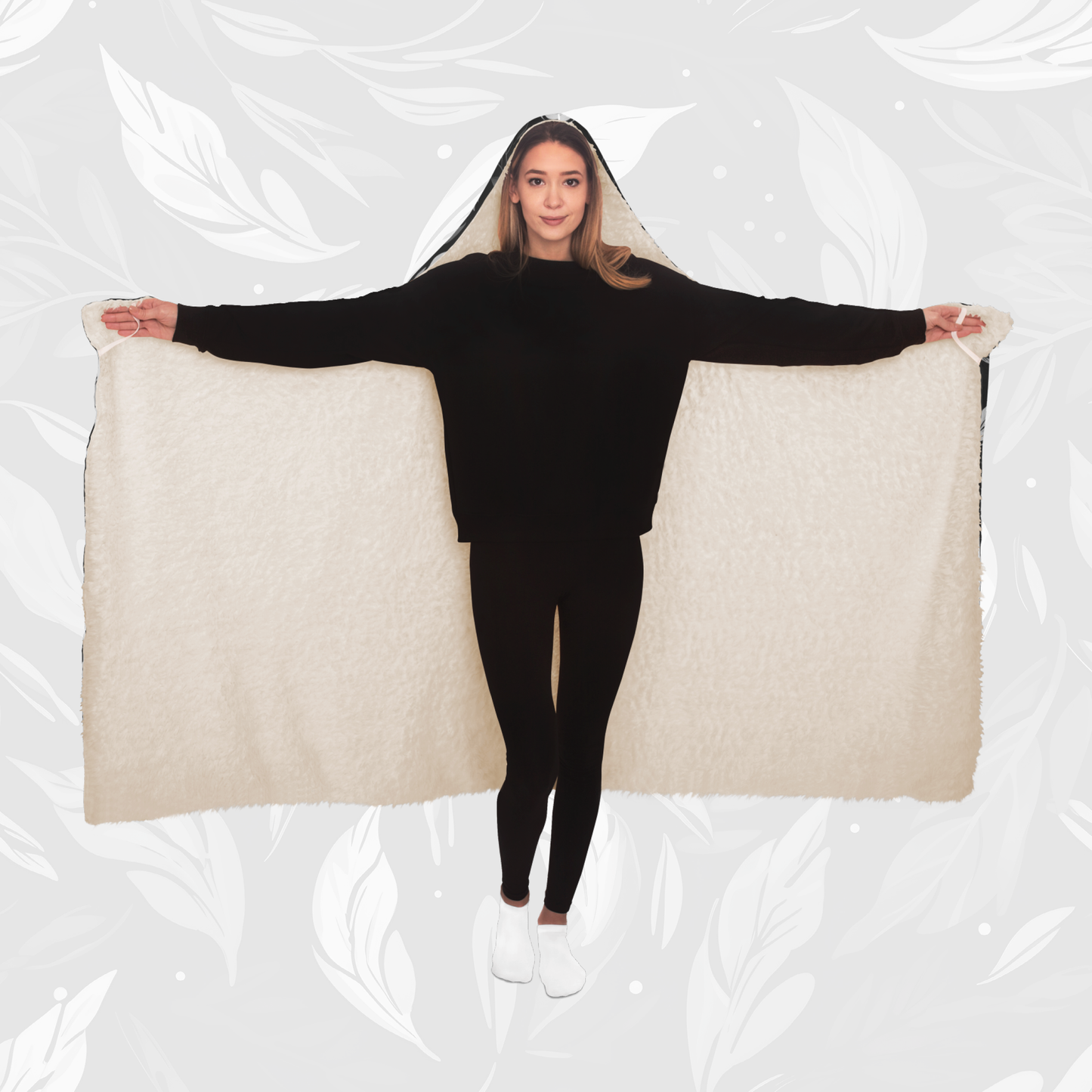 Hooded Blanket (Leafy Cascade - Black)