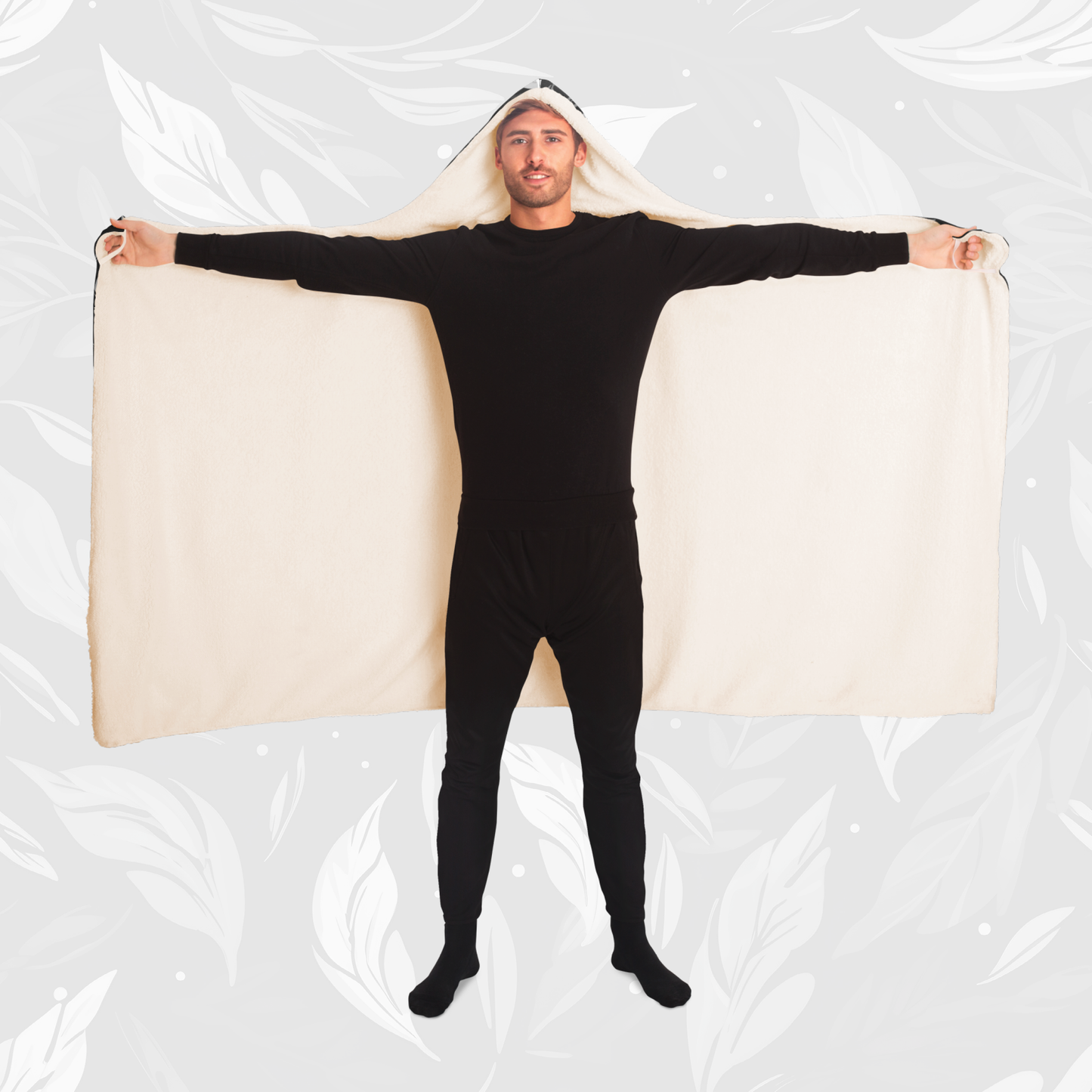 Hooded Blanket (Leafy Cascade - Black)