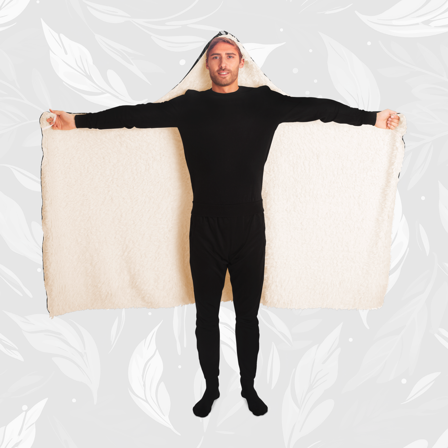 Hooded Blanket (Leafy Cascade - Black)