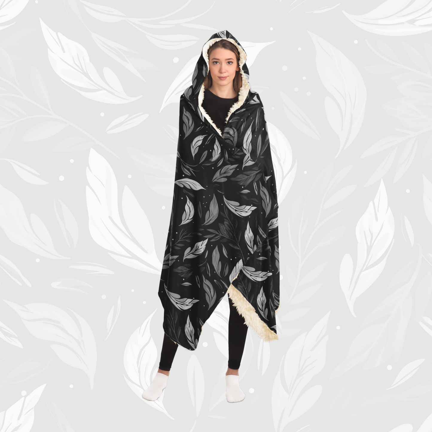 Hooded Blanket (Leafy Cascade - Black)