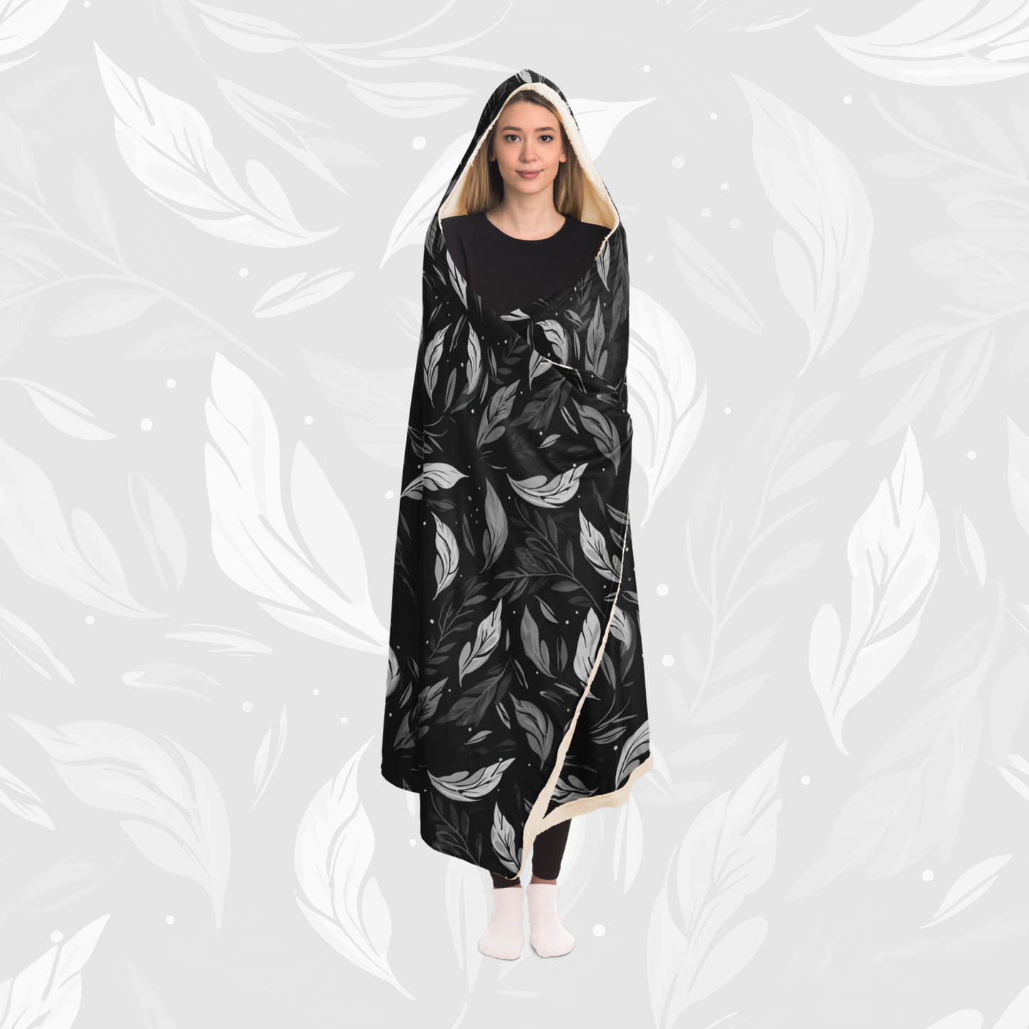 Hooded Blanket (Leafy Cascade - Black)