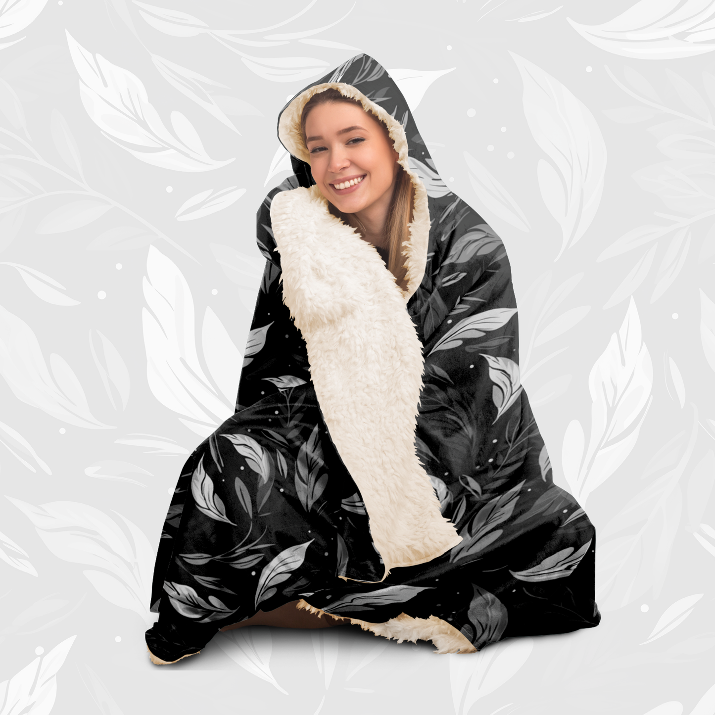 Hooded Blanket (Leafy Cascade - Black)