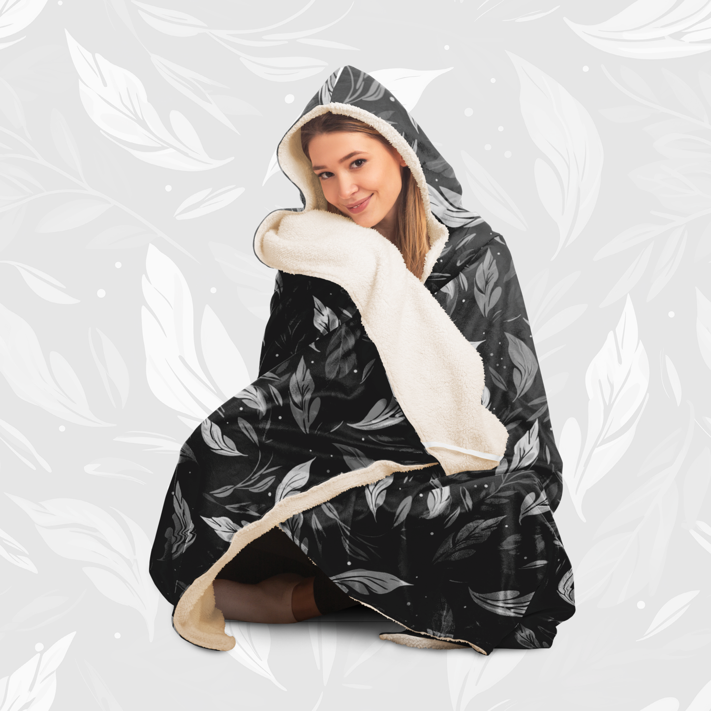 Hooded Blanket (Leafy Cascade - Black)