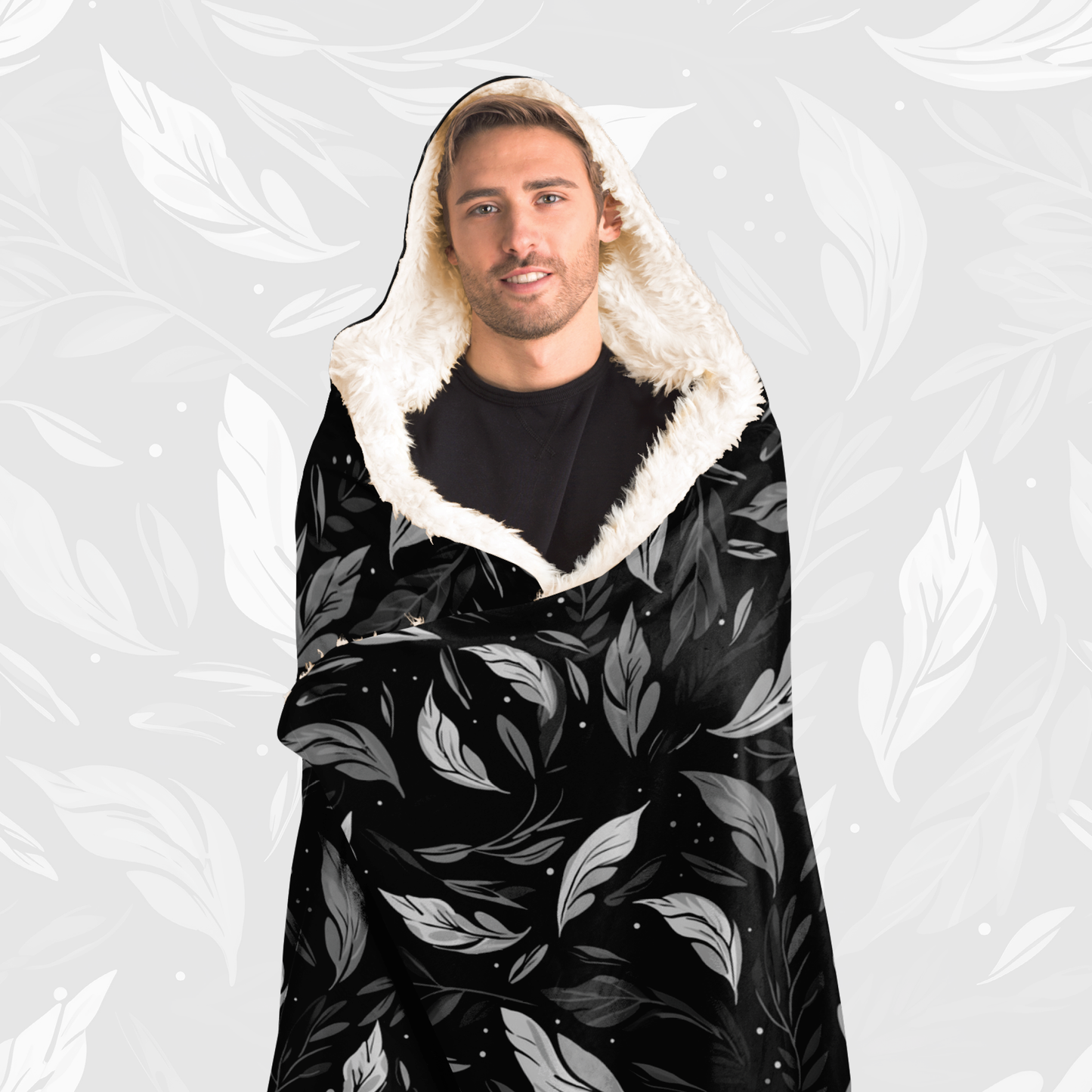 Hooded Blanket (Leafy Cascade - Black)