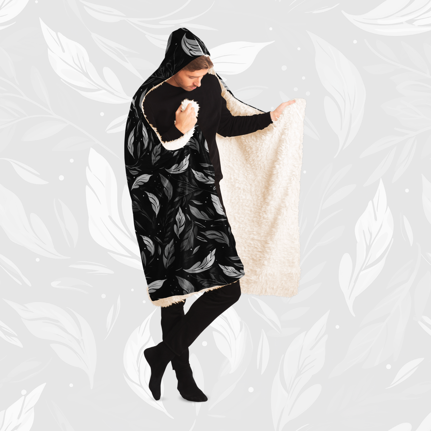 Hooded Blanket (Leafy Cascade - Black)