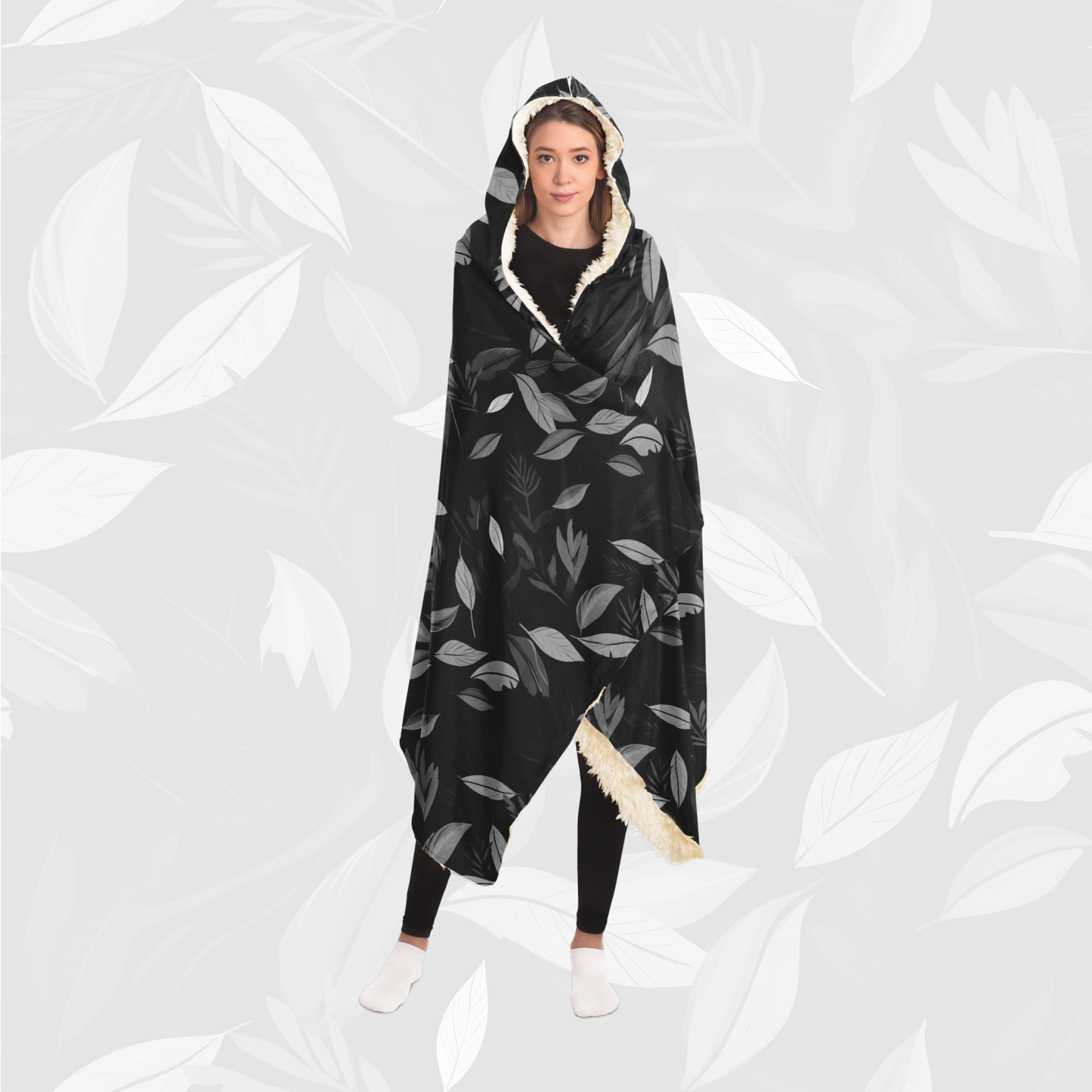 Hooded Blanket (Leaves of Fury - Black)