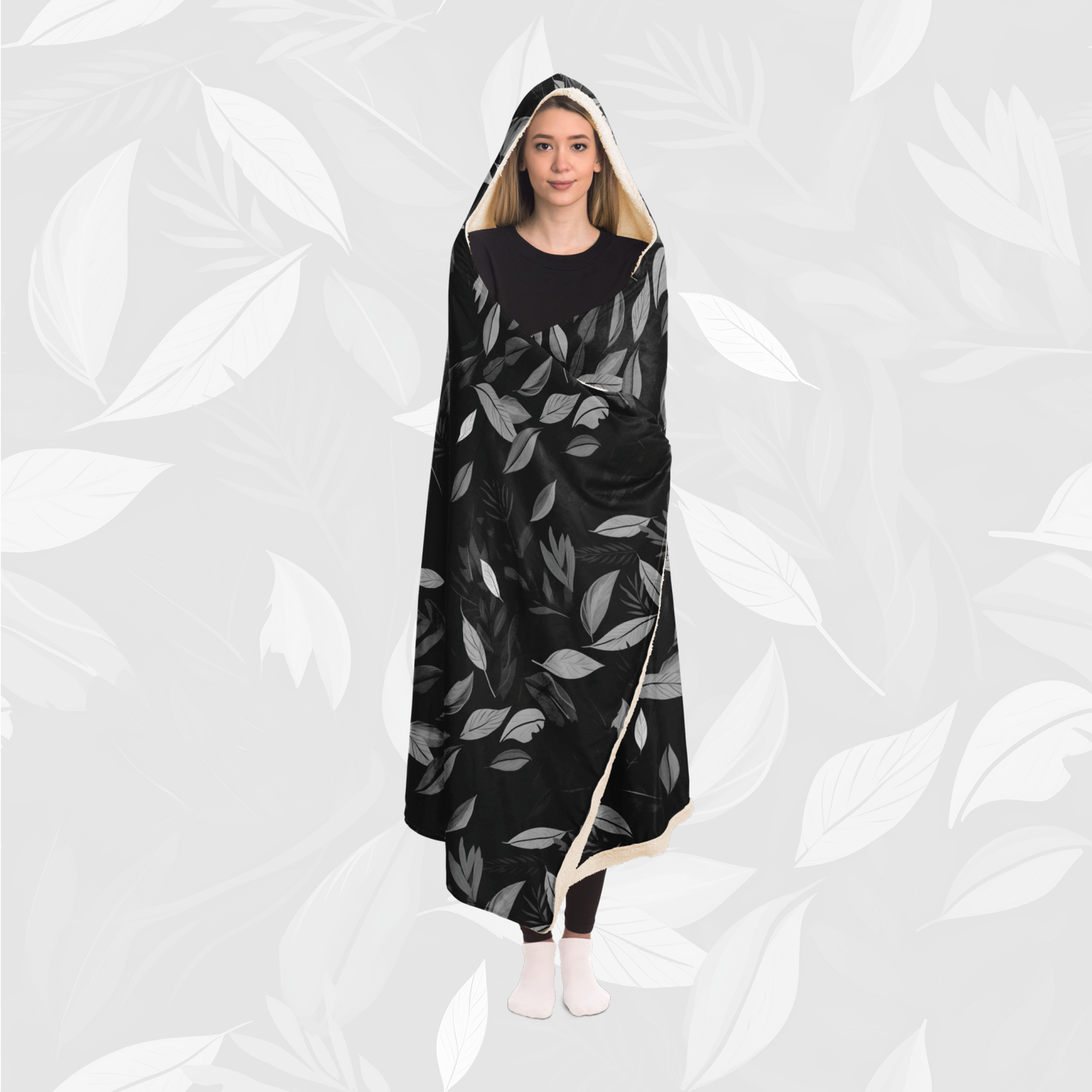 Hooded Blanket (Leaves of Fury - Black)