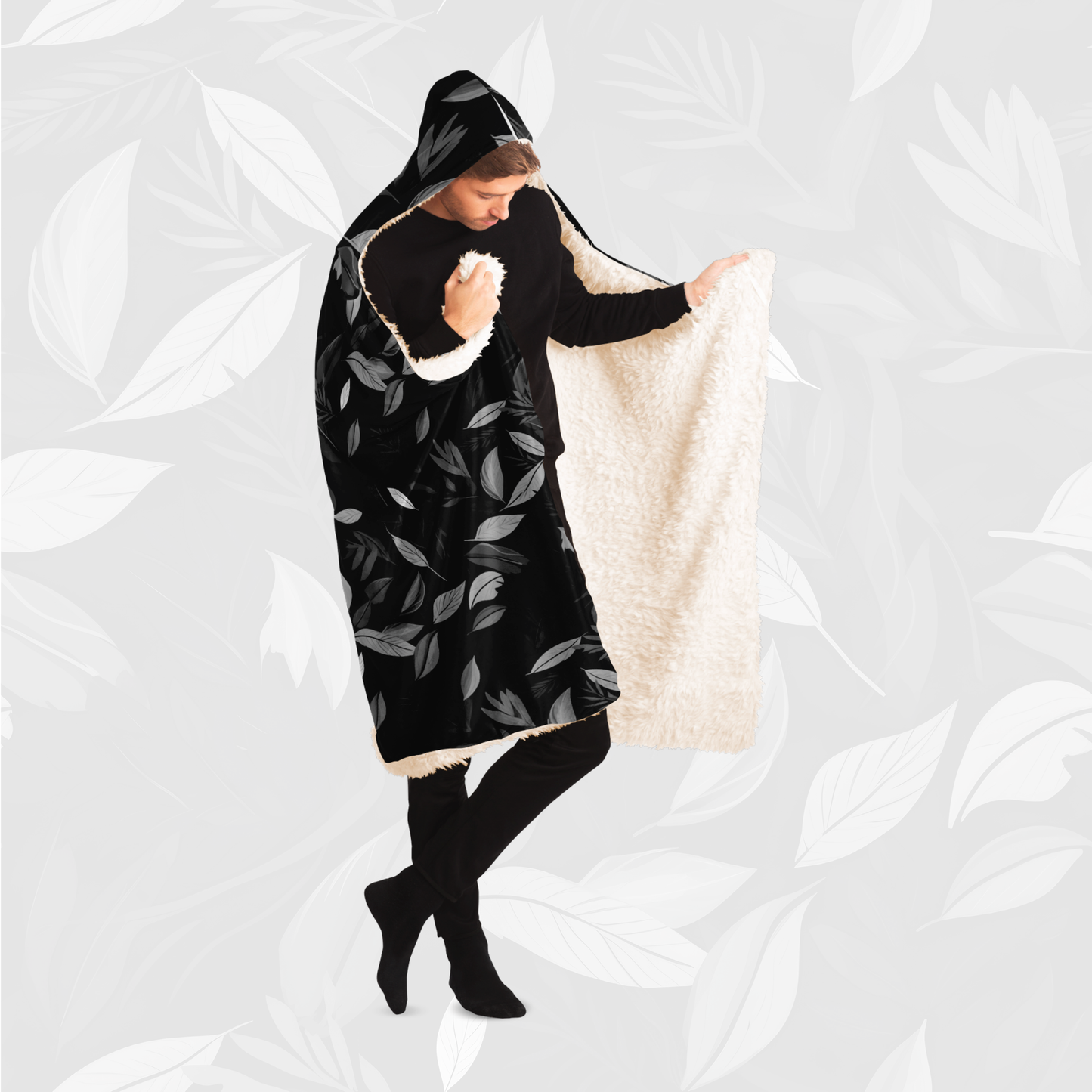 Hooded Blanket (Leaves of Fury - Black)