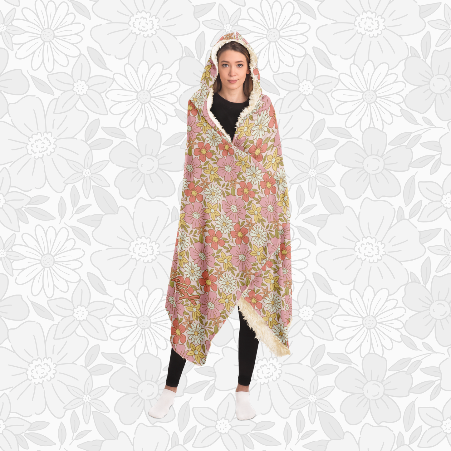 Hooded Blanket (Retro Florals)