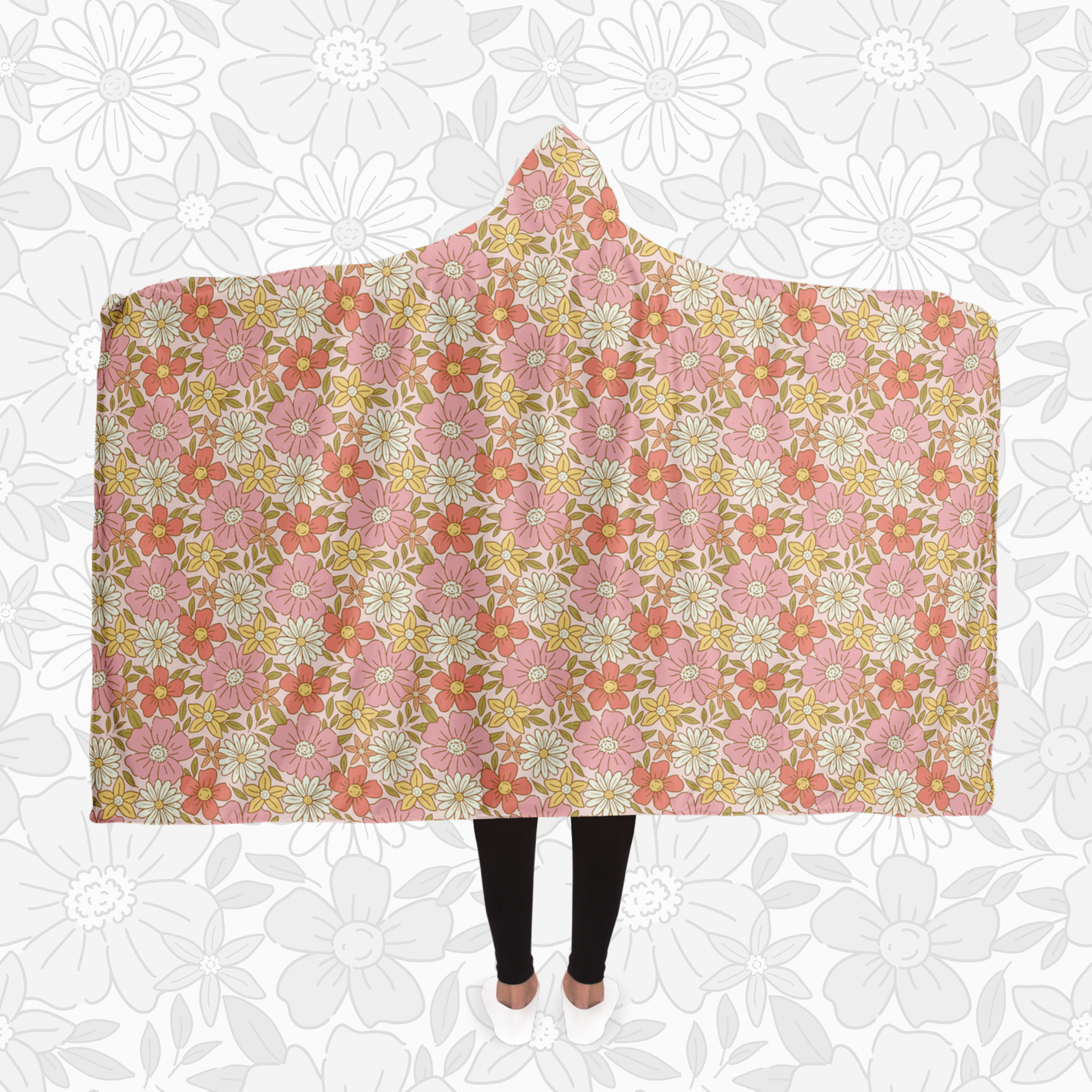 Hooded Blanket (Retro Florals)