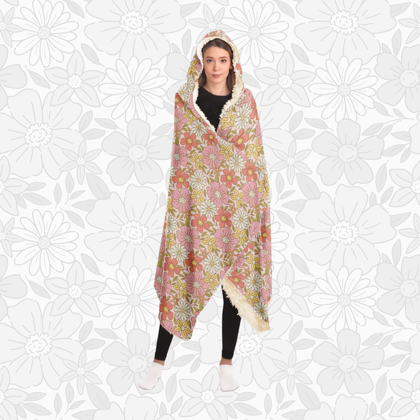 Hooded Blanket (Retro Florals)
