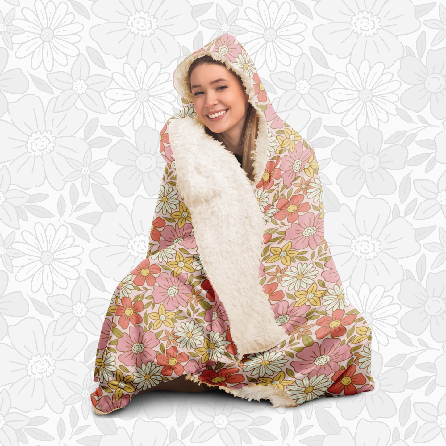 Hooded Blanket (Retro Florals)
