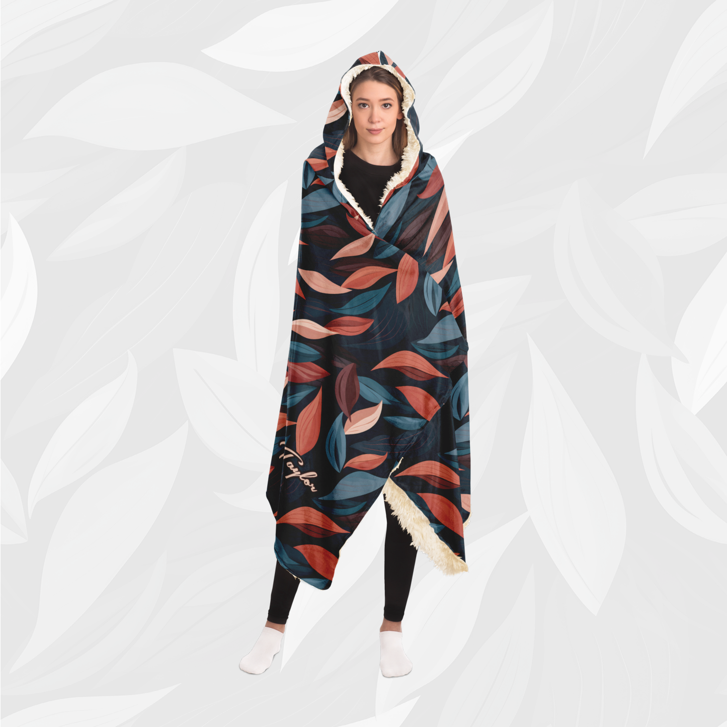 Hooded Blanket (Vivid Leaves)