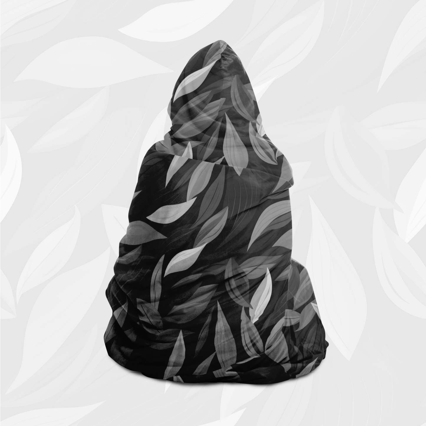 Hooded Blanket (Vivid Leaves - Black)