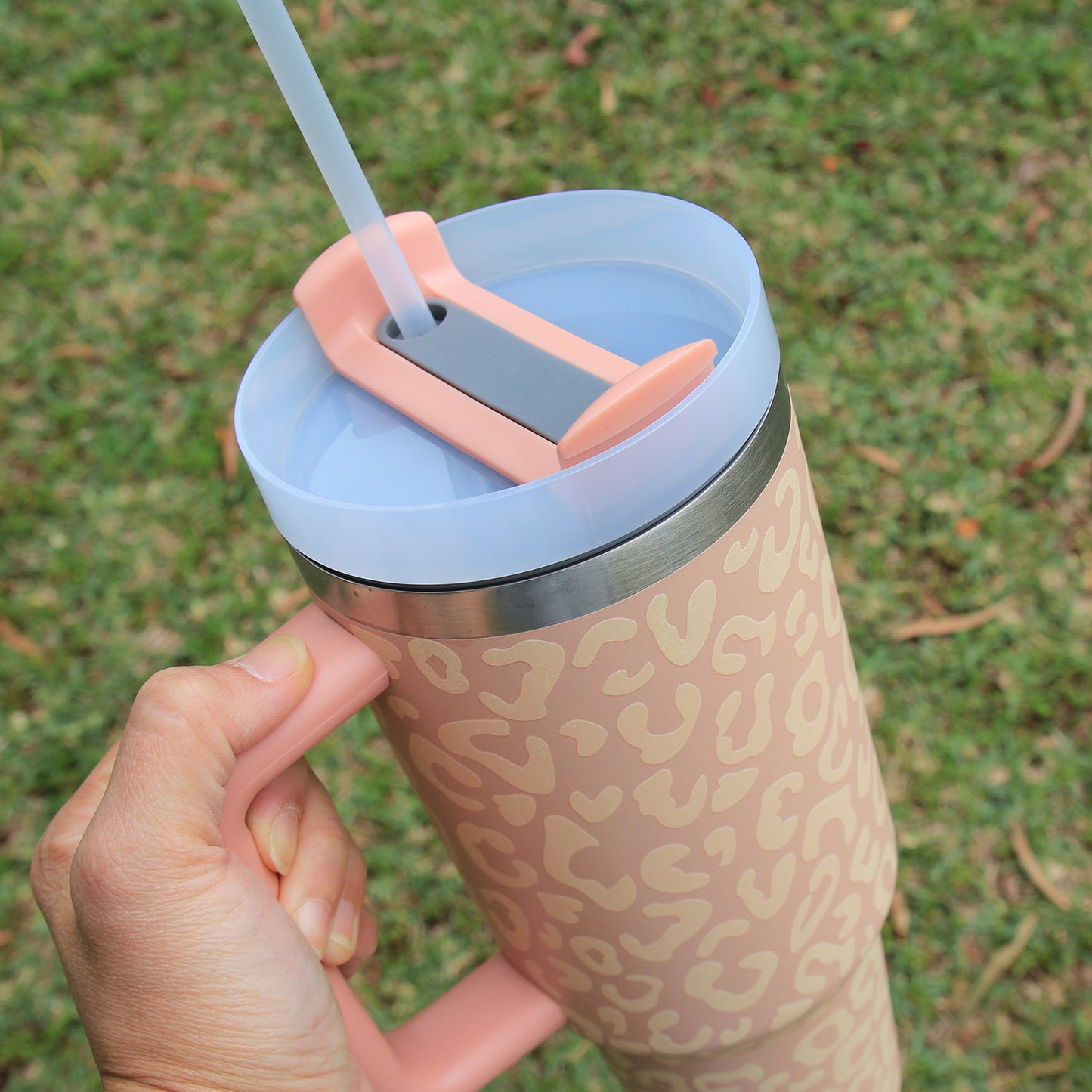 Glow-in-the-Dark Leopard Tumbler (40oz - Peach)
