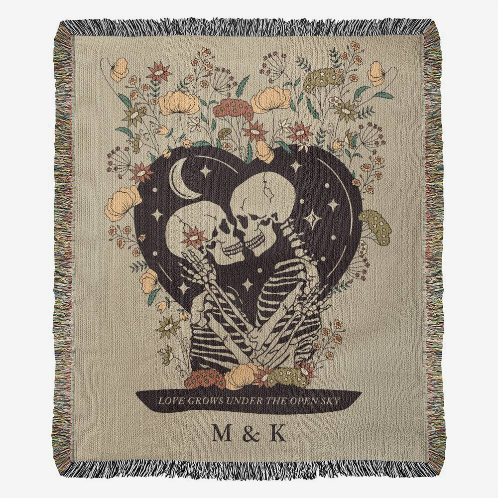 Woven Throw Blanket (Love Grows Under The Open Sky)