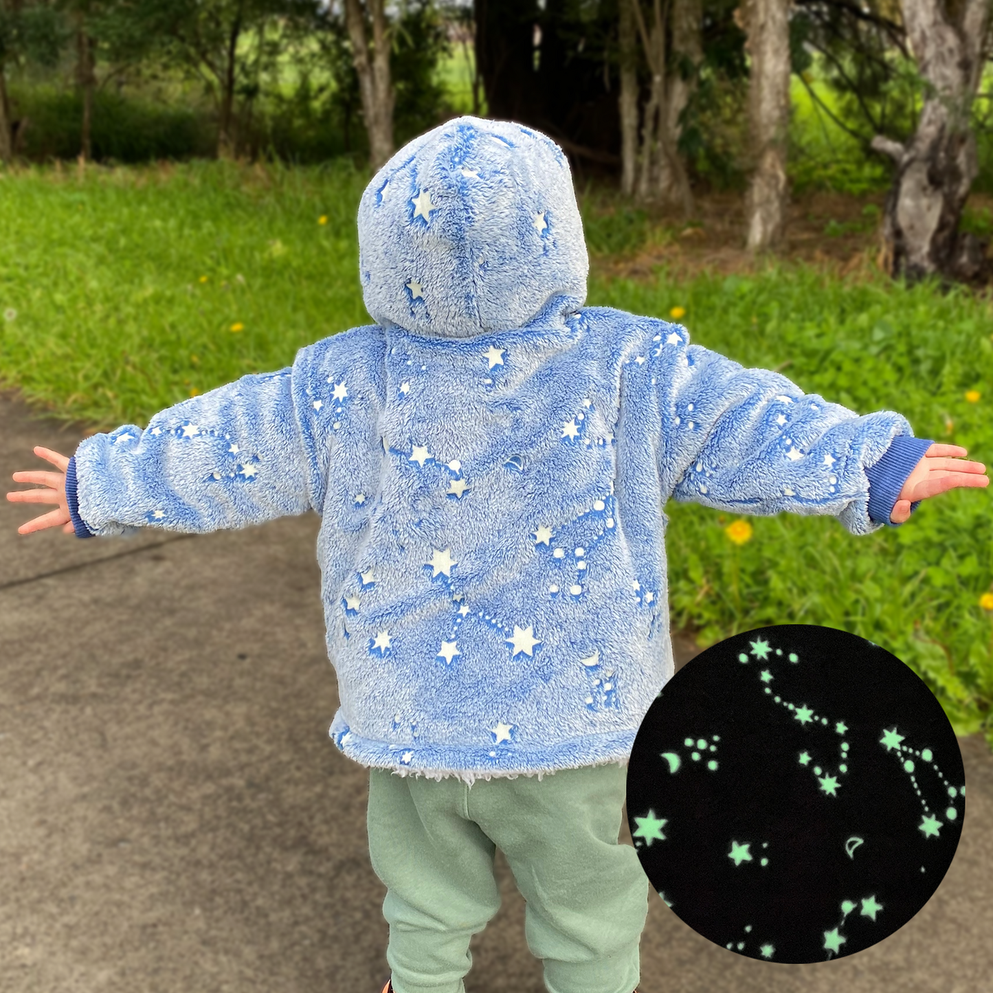 Glow-In-The-Dark Soft Hoodie - Kids (Blue Constellations)