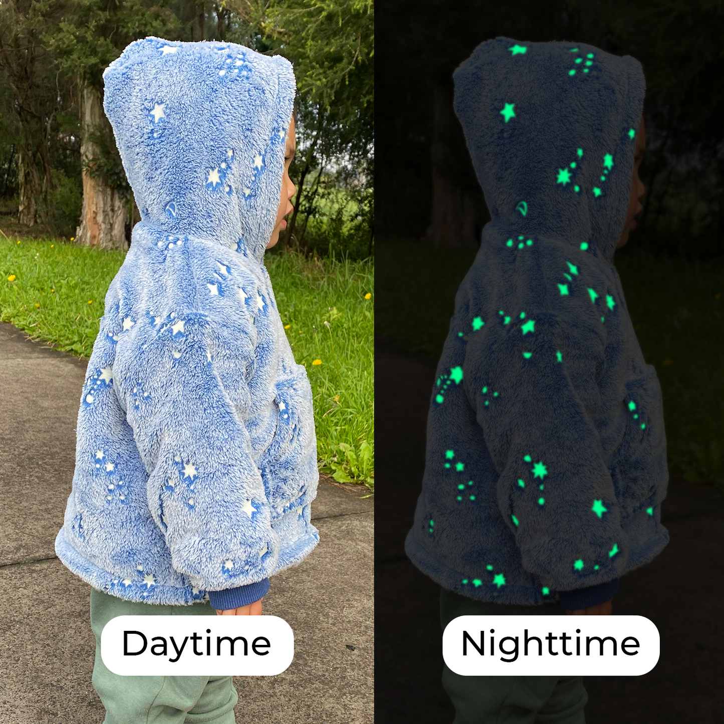 Glow-In-The-Dark Soft Hoodie - Kids (Blue Constellations)