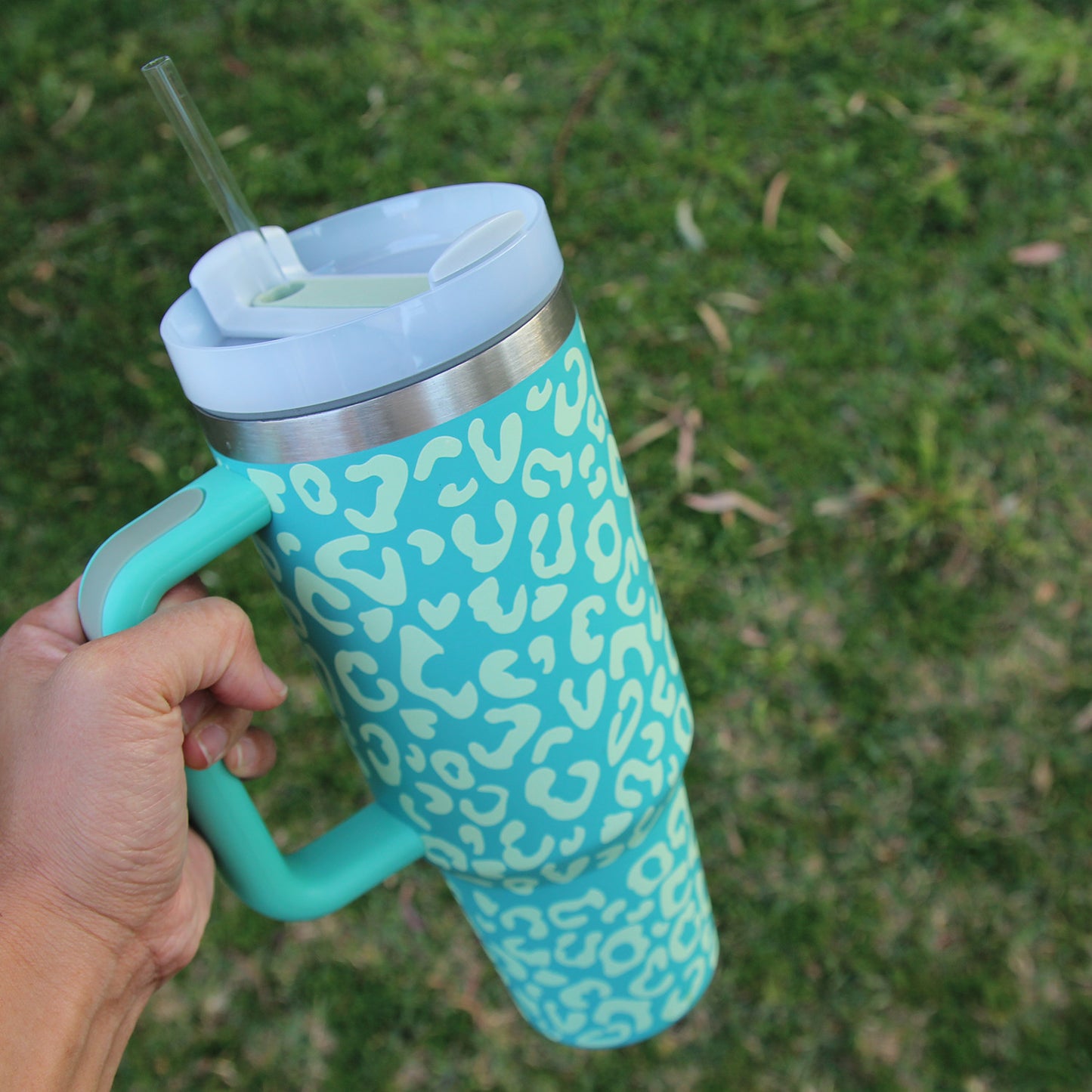 Glow-in-the-Dark Leopard Tumbler (40oz - Green)