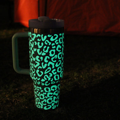 Glow-in-the-Dark Leopard Tumbler (40oz - Green)