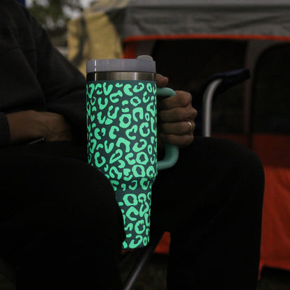 Glow-in-the-Dark Leopard Tumbler (40oz - Green)