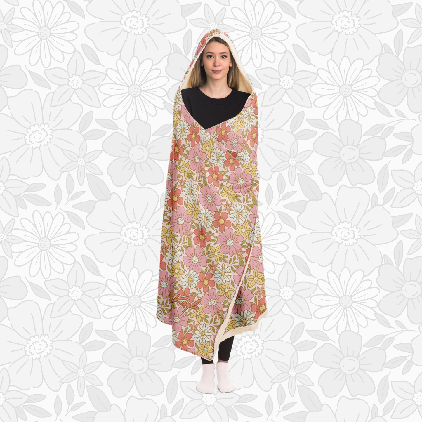 Hooded Blanket (Retro Florals)