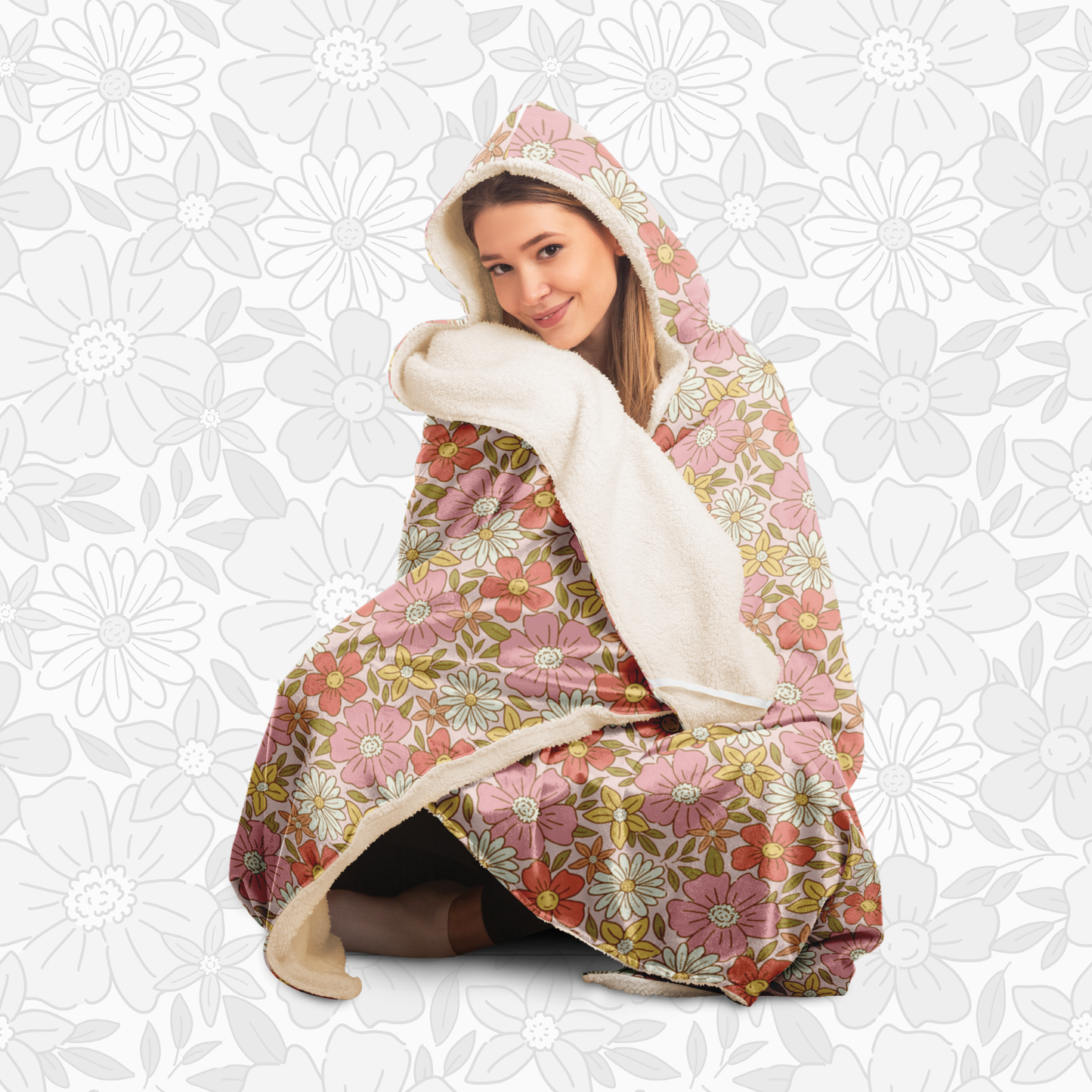 Hooded Blanket (Retro Florals)