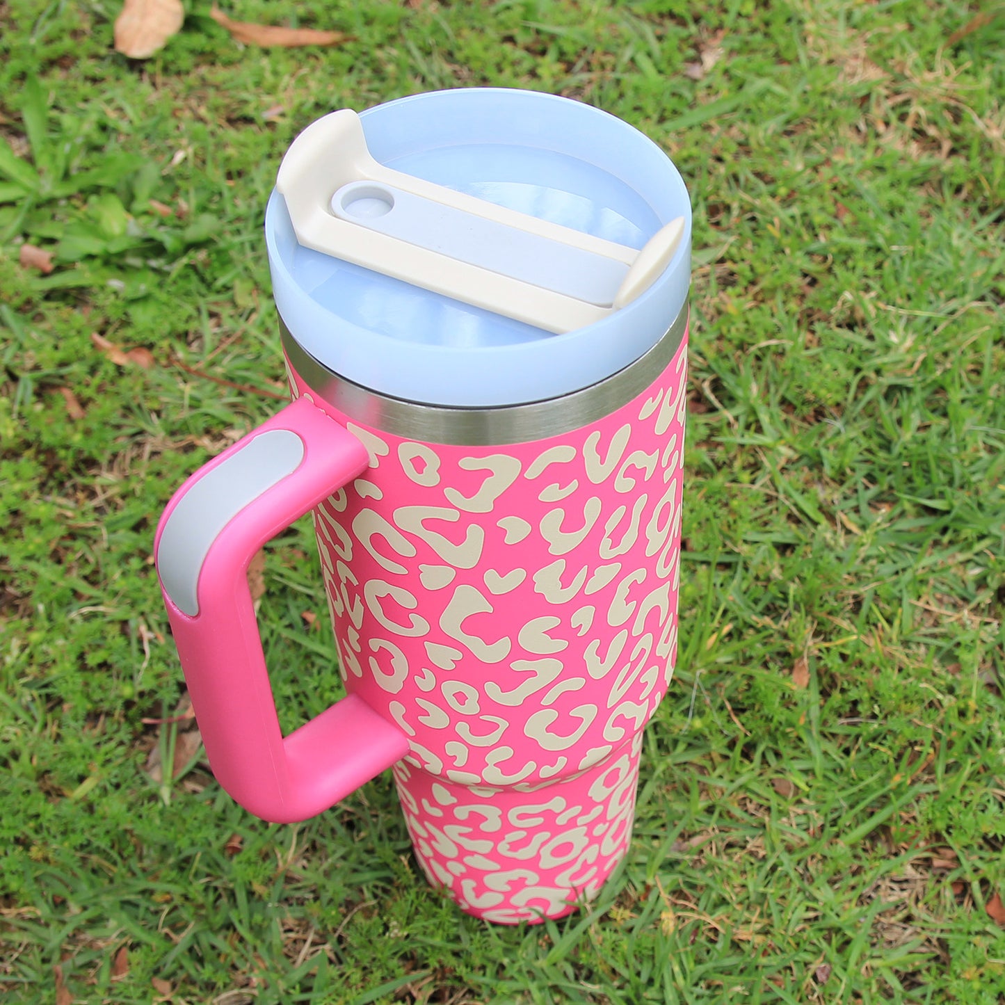 Glow-in-the-Dark Leopard Tumbler (40oz - Pink)