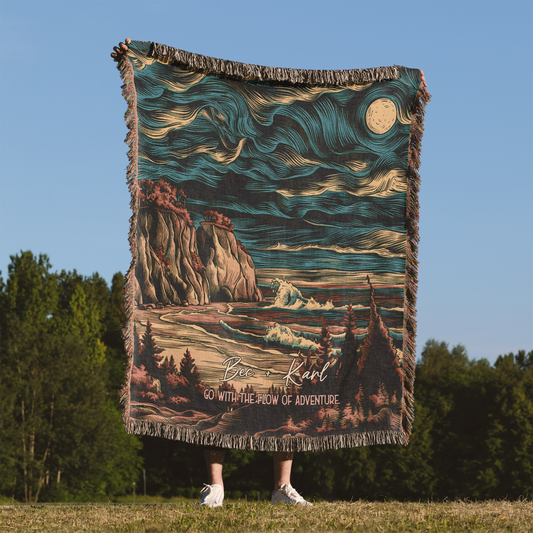 Woven Throw Blanket (Go With The Flow Of Adventure)