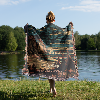 Woven Throw Blanket (Go With The Flow Of Adventure)